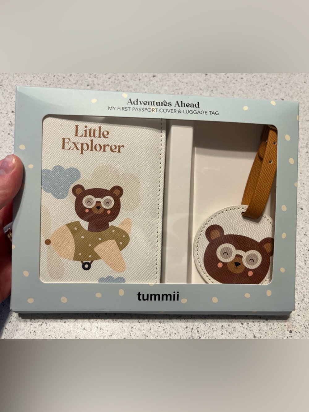 New Tummii "Little Explorer" Kid’s Bear Passport Cover & Luggage Tag Set
